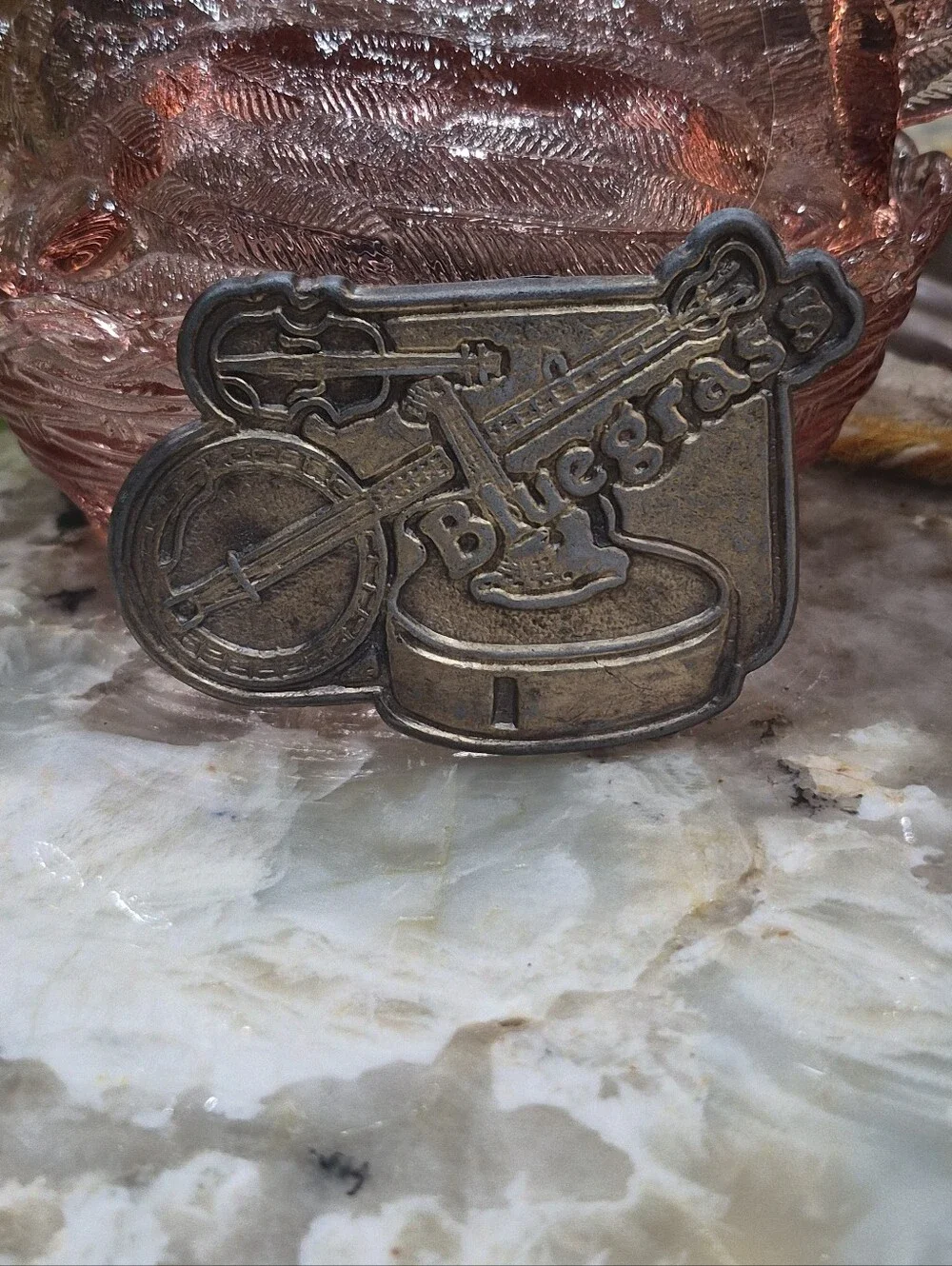 Vintage Bluegrass Music Fiddle Banjo Guitar Western Belt Buckle Dolly Style
